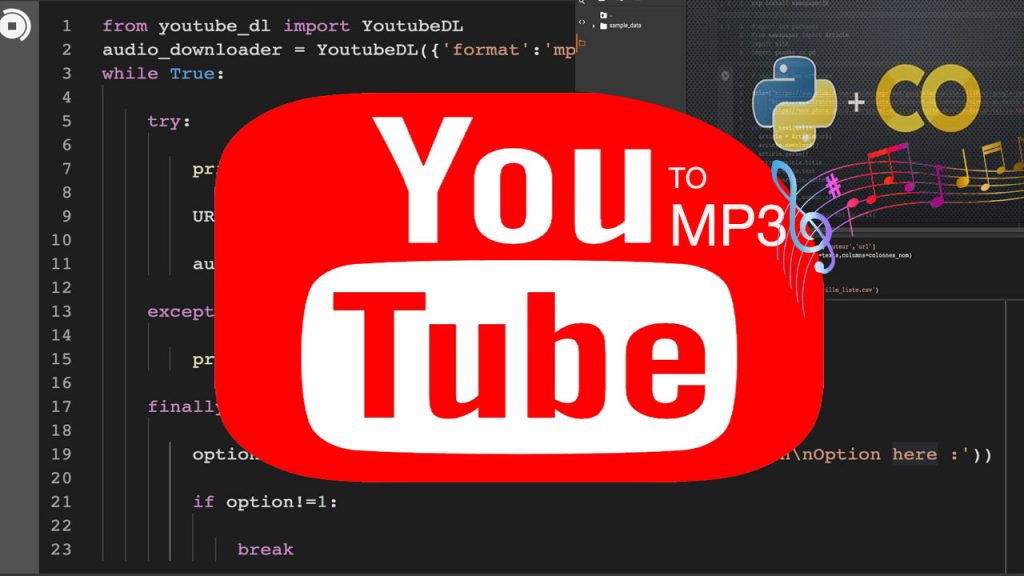 comment transformer une video depuis youtube en Mp3 avec Python langage